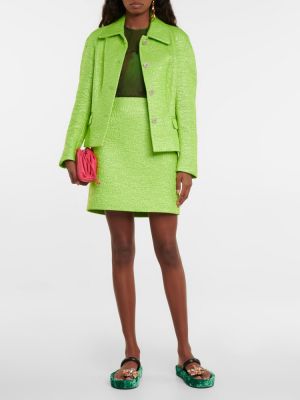 Žakárové mini sukně s vysokým pasem Dries Van Noten zelené