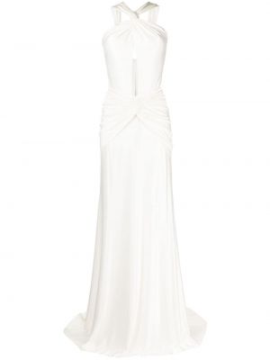 Пухена коктейлна рокля Costarellos бяло