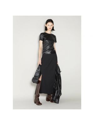 Falda de cuero de punto Helmut Lang negro