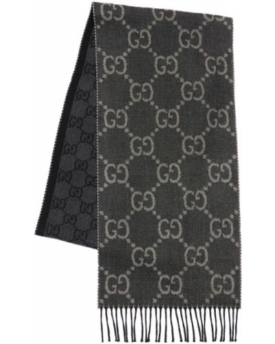 Žakárový vlnený šál Gucci čierna