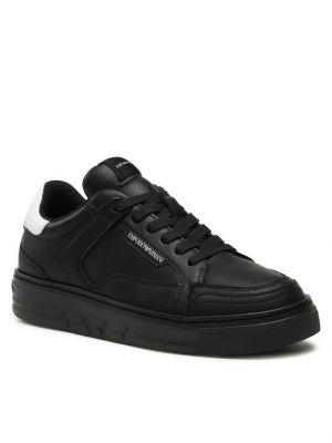 Bőr sneakers Emporio Armani fekete