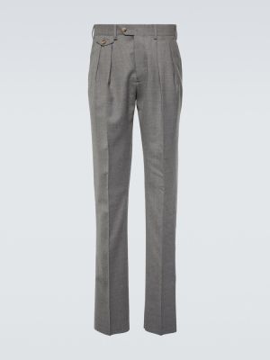 Vlněné rovné kalhoty Lardini šedé
