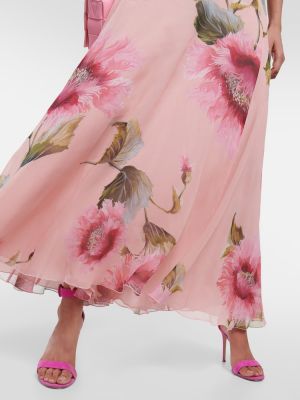 Vestito lungo di seta a fiori Giambattista Valli rosa