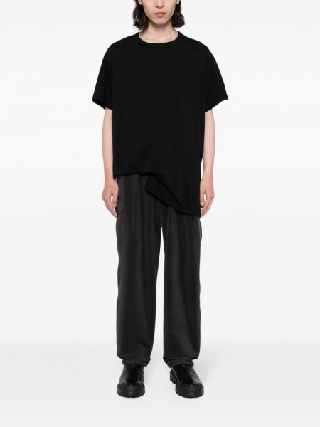 Kokvilnas t-krekls ar drapējumu Yohji Yamamoto melns