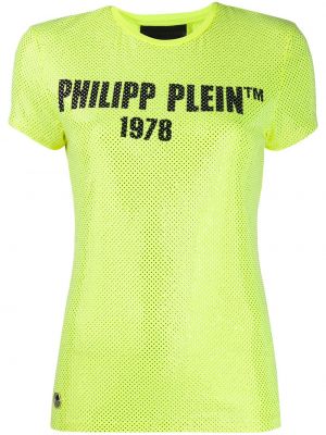Camiseta slim fit con apliques Philipp Plein amarillo