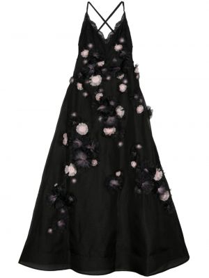 Rochie lunga cu model floral Zimmermann negru