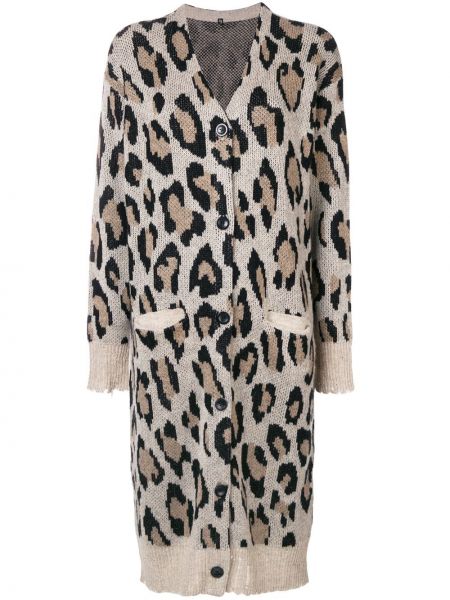 Leopardmønstret cashmere lang genser R13