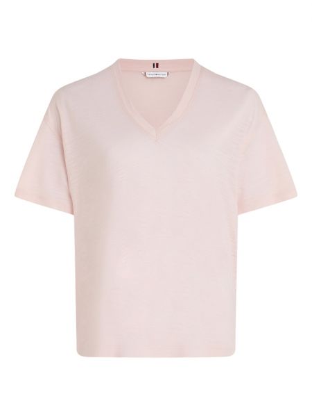 Льняная футболка Tommy Hilfiger розовая