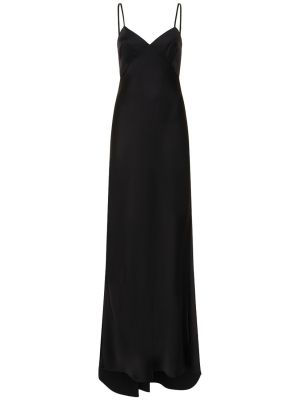 Viskózové saténové dlouhé šaty Max Mara čierna