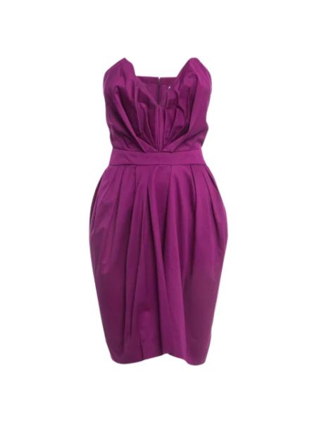 Sukienka bawełniana Yves Saint Laurent Vintage fioletowa