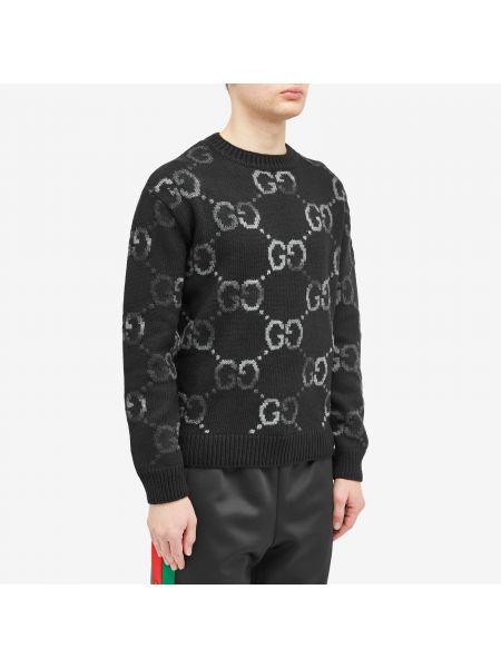 Жаккардовый свитер Gucci черный