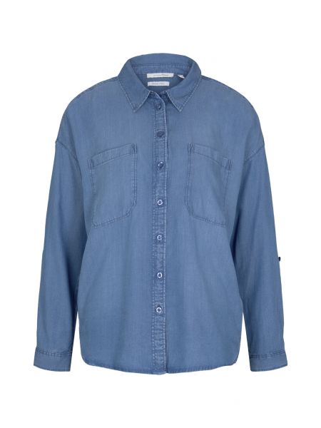 Пуховая блузка на пуговицах Tom Tailor Denim синяя