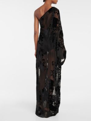 Макси рокля на цветя Tom Ford черно