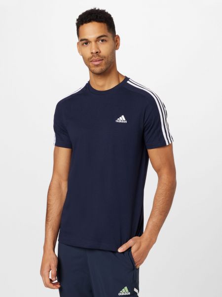 Тениска на райета от джърси Adidas Sportswear синьо
