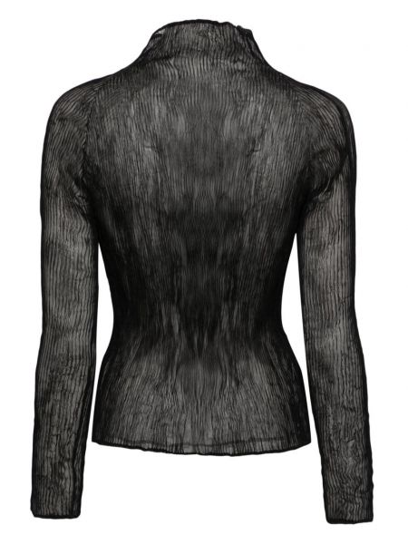 Plisuotas skaidrus marškinėliai Issey Miyake juoda