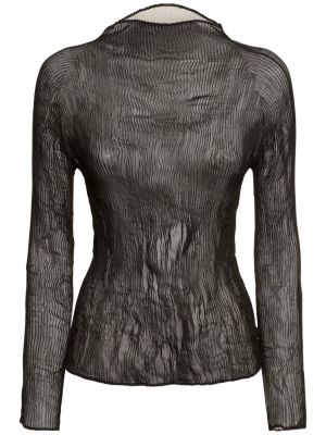 Top de gasa de tela jersey plisado Issey Miyake negro