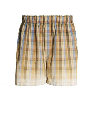 Bombažne bermuda kratke hlače s karirastim vzorcem Maison Margiela rumena