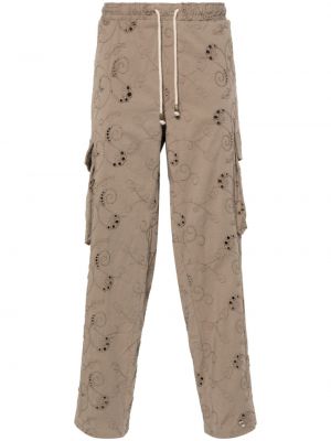 Bavlněné kalhoty s paisley potiskem Saints Studio hnědé