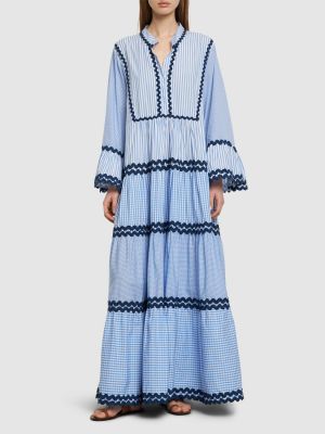 Sukienka długa bawełniana w paski Flora Sardalos niebieska