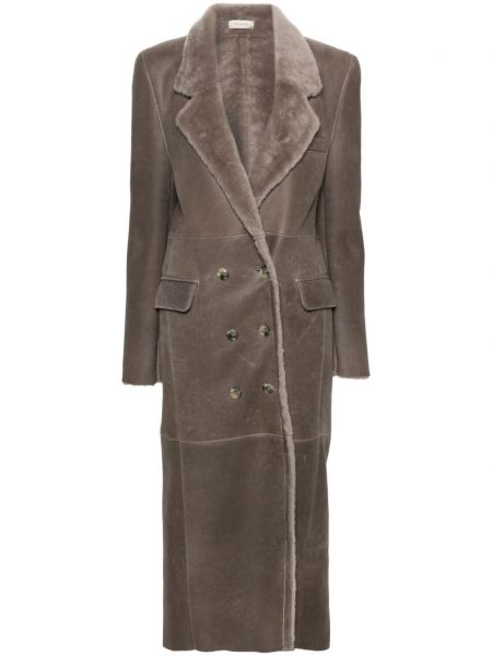 Kožený kabát The Mannei šedý