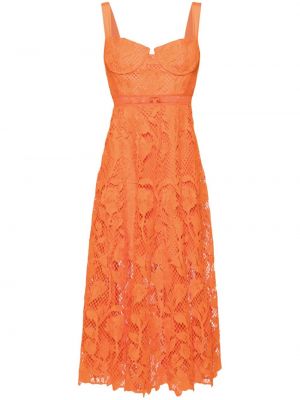 Φλοράλ μίντι φόρεμα Self-portrait πορτοκαλί