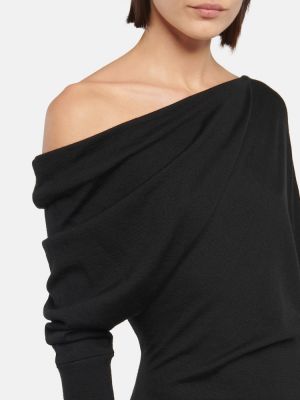 Svilena midi haljina od kašmira Tom Ford crna