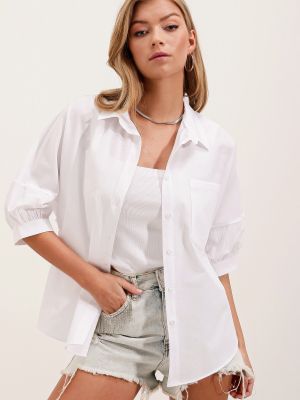 Marškiniai trumpomis rankovėmis oversize Bigdart balta