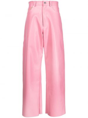 Pantalon en cuir avec poches de motif coeur Natasha Zinko rose