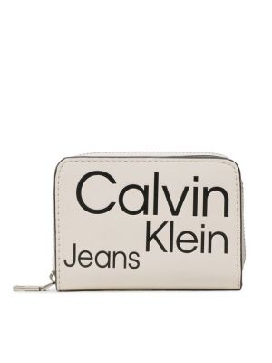 Novčanik s patentnim zatvaračem Calvin Klein Jeans bež