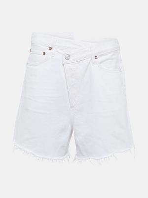 Szorty jeansowe bawełniane Agolde - biały