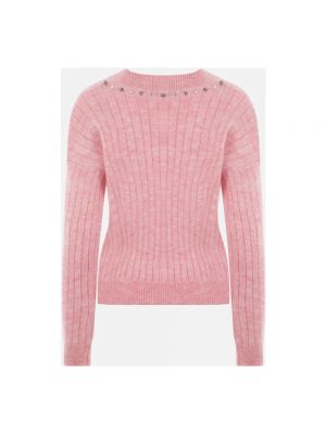Sweter z ćwiekami Alessandra Rich różowy