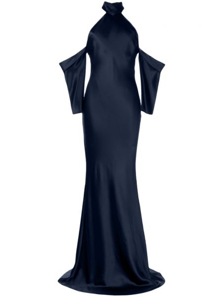 Robe de soirée drapé Michelle Mason bleu