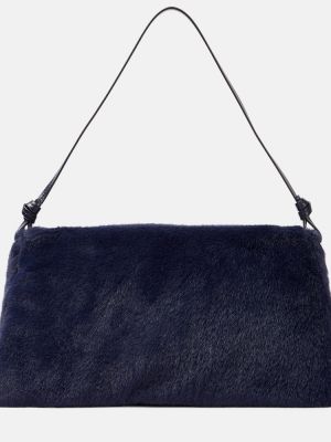 Crossbody torbica od brušene kože Staud plava