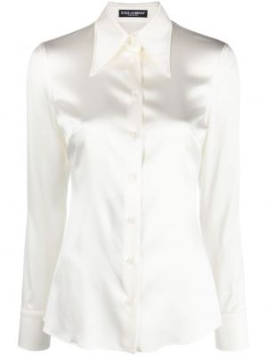 Копринена риза Dolce & Gabbana бяло