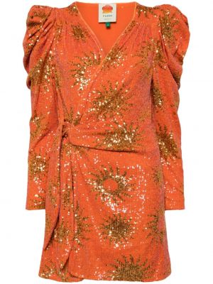 Коктейлна рокля с пайети Farm Rio оранжево