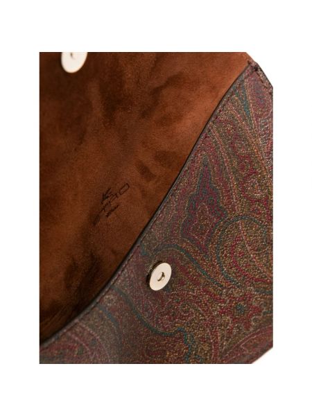 Bolso clutch de cuero con estampado con estampado de cachemira Etro marrón