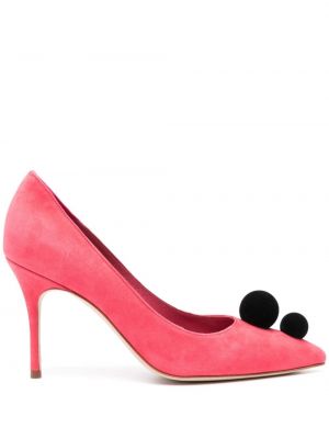 Pantofi cu toc din piele de căprioară Manolo Blahnik roz