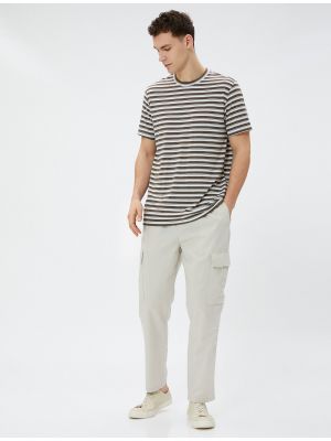 Lininiai „cargo“ stiliaus kelnės su kišenėmis Koton