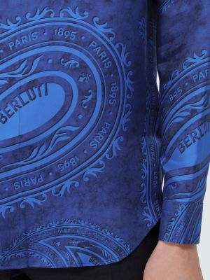 Svilena košulja s printom s paisley uzorkom Berluti plava
