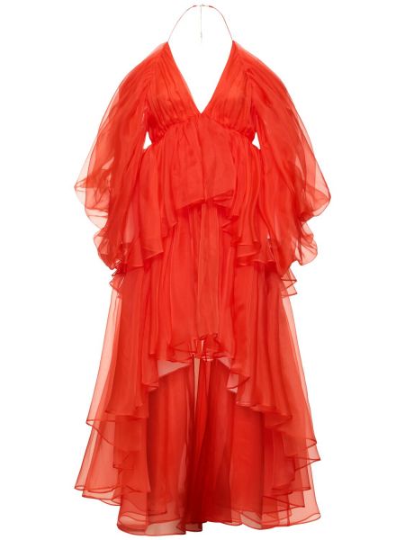 Jedwabna sukienka mini tiulowa Zimmermann czerwona