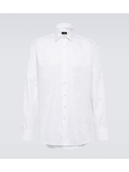 Camisa de algodón con estampado de cachemira de tejido jacquard Etro blanco