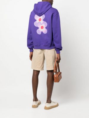 Raštuotas medvilninis džemperis su gobtuvu Bluemarble violetinė