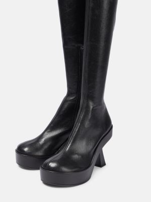 Usnjene gumijasti škornji Versace črna