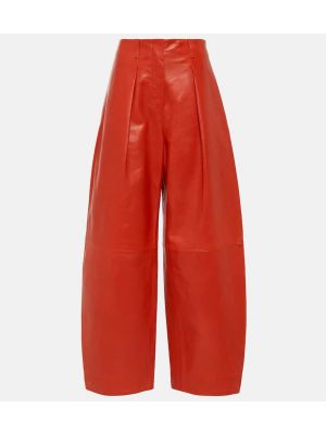 Δερμάτινο παντελόνι σε φαρδιά γραμμή Jacquemus κόκκινο