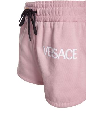 Pantaloni scurți din bumbac din jerseu Versace roz