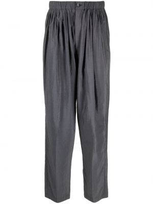 Plisované hedvábné kalhoty Lemaire šedé