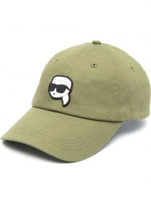 Памучна шапка с козирки Karl Lagerfeld зелено