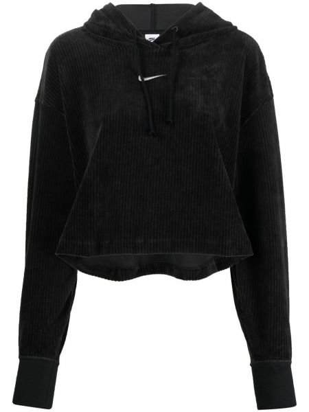 Plissert velur brodert kort genser Nike