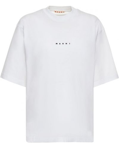 Džerzej bavlnené tričko s potlačou Marni biela