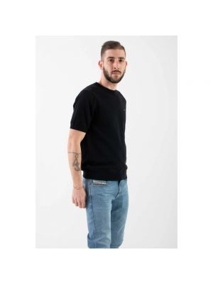 Camiseta con bordado de algodón Sun68 negro